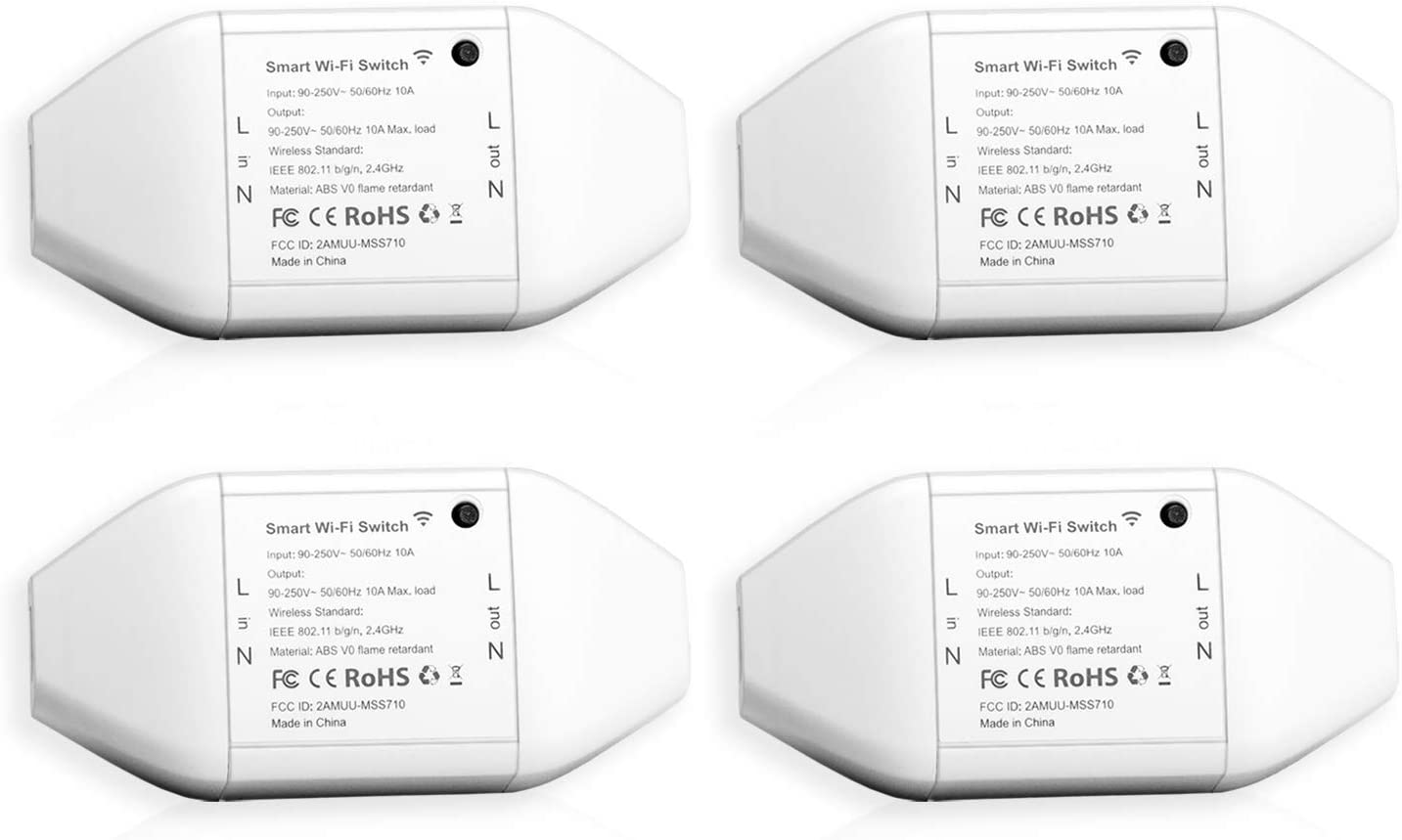 meross MSS710QUA Interruttore Smart Switch Wifi Intelligente, 4 pezzi