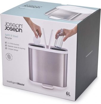 Simplehuman Pattumiere - Pattumiera per raccolta differenziata 46 l, acciaio inox spazzolato