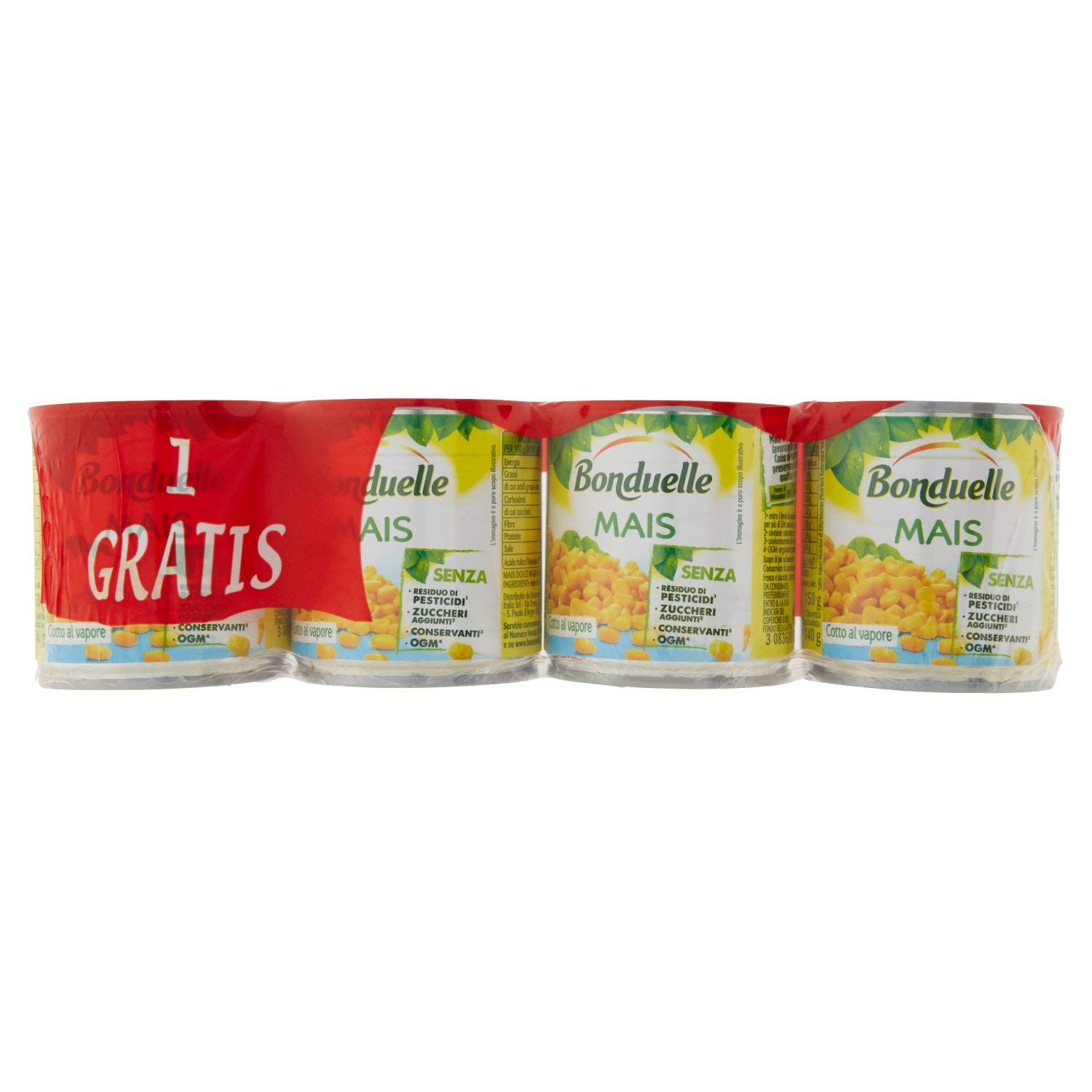 Bonduelle Mais Cotto al Vapore, Confezione da 4 x 150g