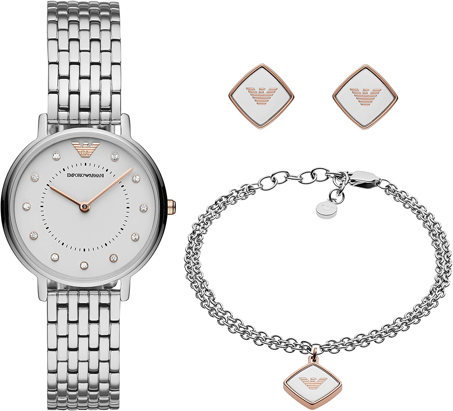 Emporio Armani Orologio Due Lancette, Acciaio Inossidabile, Dimensioni Cassa 32 mm, da Donna, AR80023