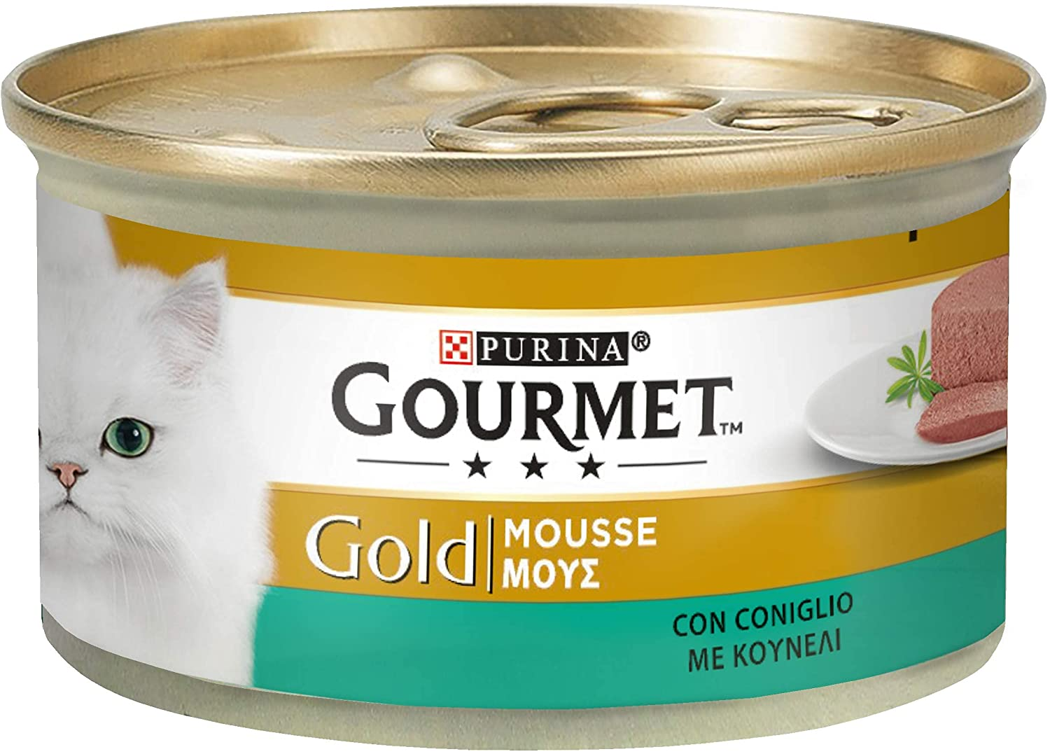 Purina Gourmet Gold Mousse Umido Gatto con Coniglio, 24 Lattine da 85g