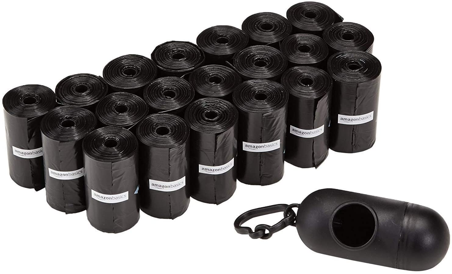 Amazon Basics – Sacchetti per bisogni dei cani, con dispenser e clip per guinzaglio,300 unità