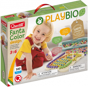 Quercetti Fantacolor Design Steckbrett - Kreatives Steckspiel Mit 300 Steckern, 5 Farben, 100% Made In Italy