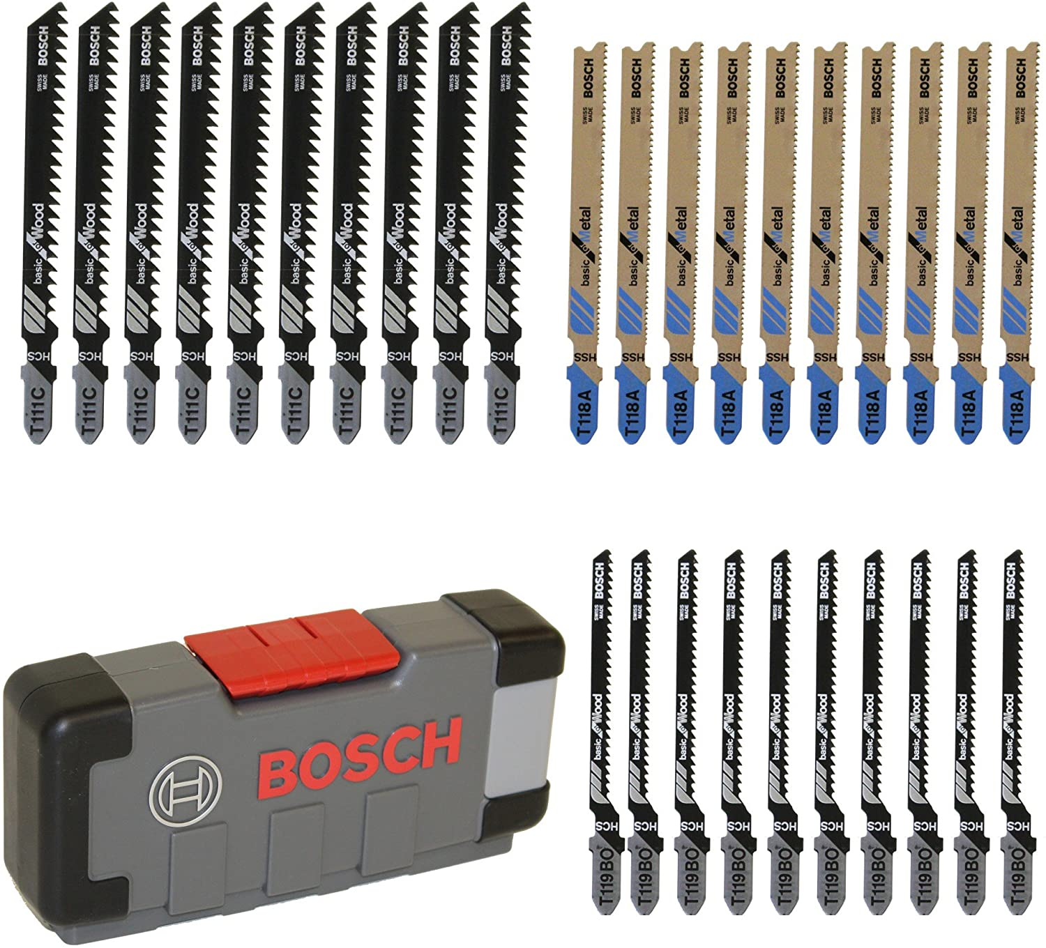 Bosch Professional Set da 30 Pezzi di lame per seghetto alternativo Basic for Wood and Metal