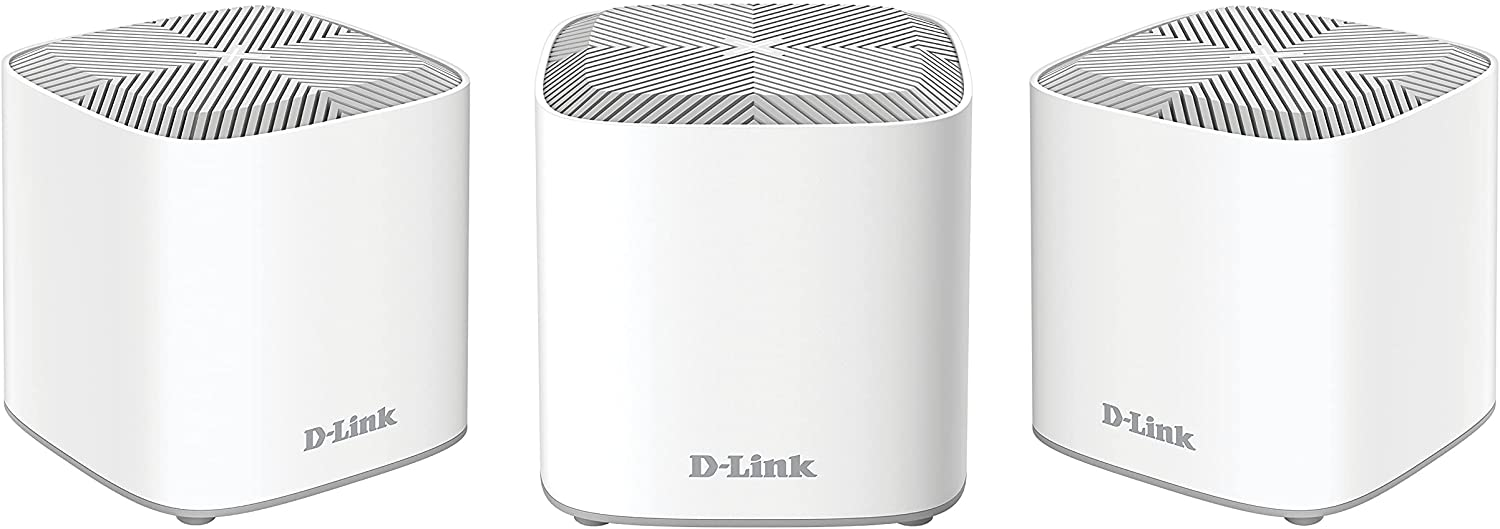 D-Link COVR-X1863 Sistema Wi-Fi 6 AX1800 Mesh per l’intera casa (confezione da 3), fino a 600 mq, 2 porte Gigabit, MU-MIMO, WPA3, Parental Control. Funziona con l’Assistente Alexa/Google.