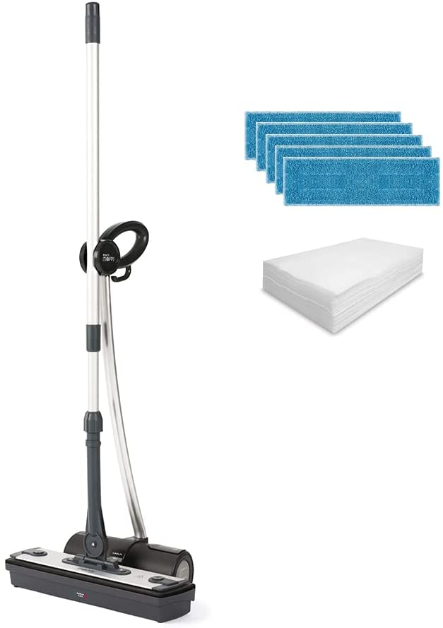Polti Moppy Black Premium Lavapavimenti a Vapore Cordless, Extra Dotazione Panni, per Tutti i Pavimenti e Le Superfici Verticali Lavabili, rimuove ed elimina il 99,9%* di virus, germi e batteri