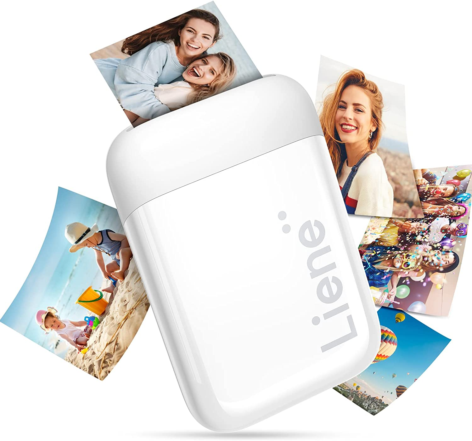 Liene 2×3” Stampante Foto Portatile, Mini Stampante Fotografica Smartphone con 5 Zink Carta Adesive – Bianco