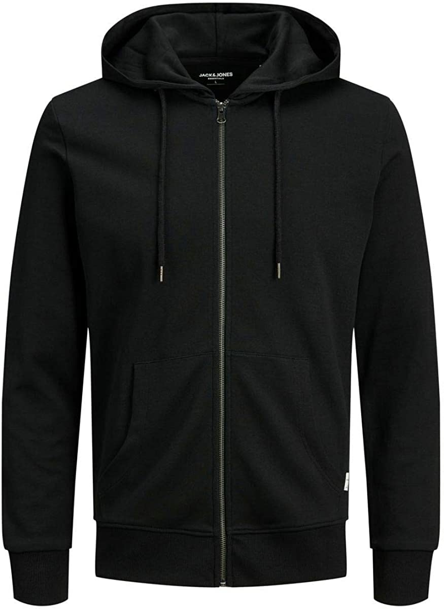 Jack & Jones Jjebasic Sweat Zip Hood Noos Felpa Sportiva con Cappuccio, Nero, Uomo