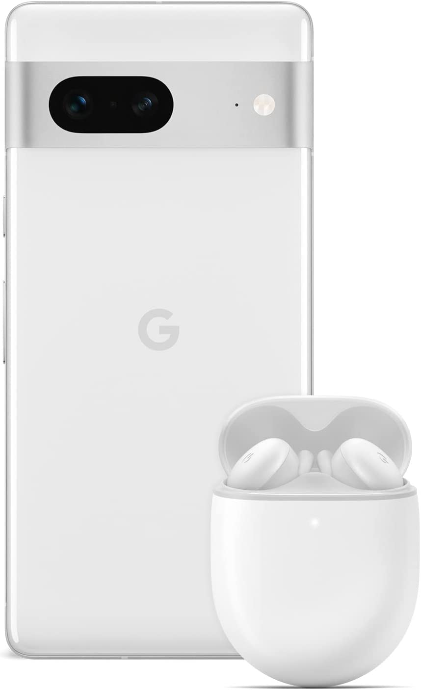 Google Pixel 7 – Smartphone Android 5G sbloccato con grandangolo e batteria che dura 24 ore – Bianco ghiaccio Pixel Buds A-Series – Auricolari wireless con Bluetooth – Bianco