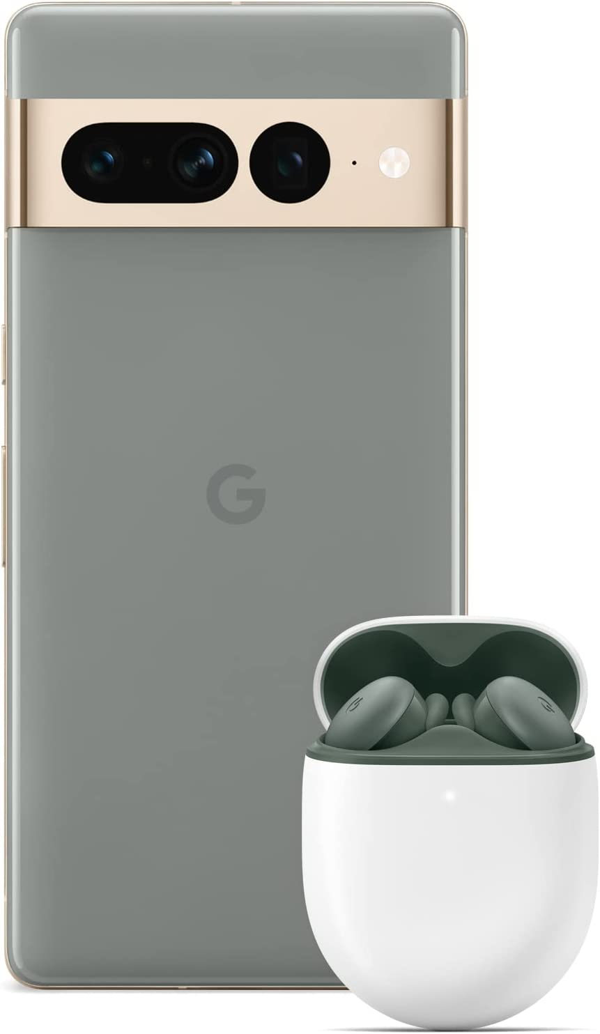 Google Pixel 7 Pro – Smartphone 5G Android sbloccato con teleobiettivo, grandangolo, batteria da 24h – Grigio verde Pixel Buds A-Series – Auricolari wireless con Bluetooth – Verde Oliva