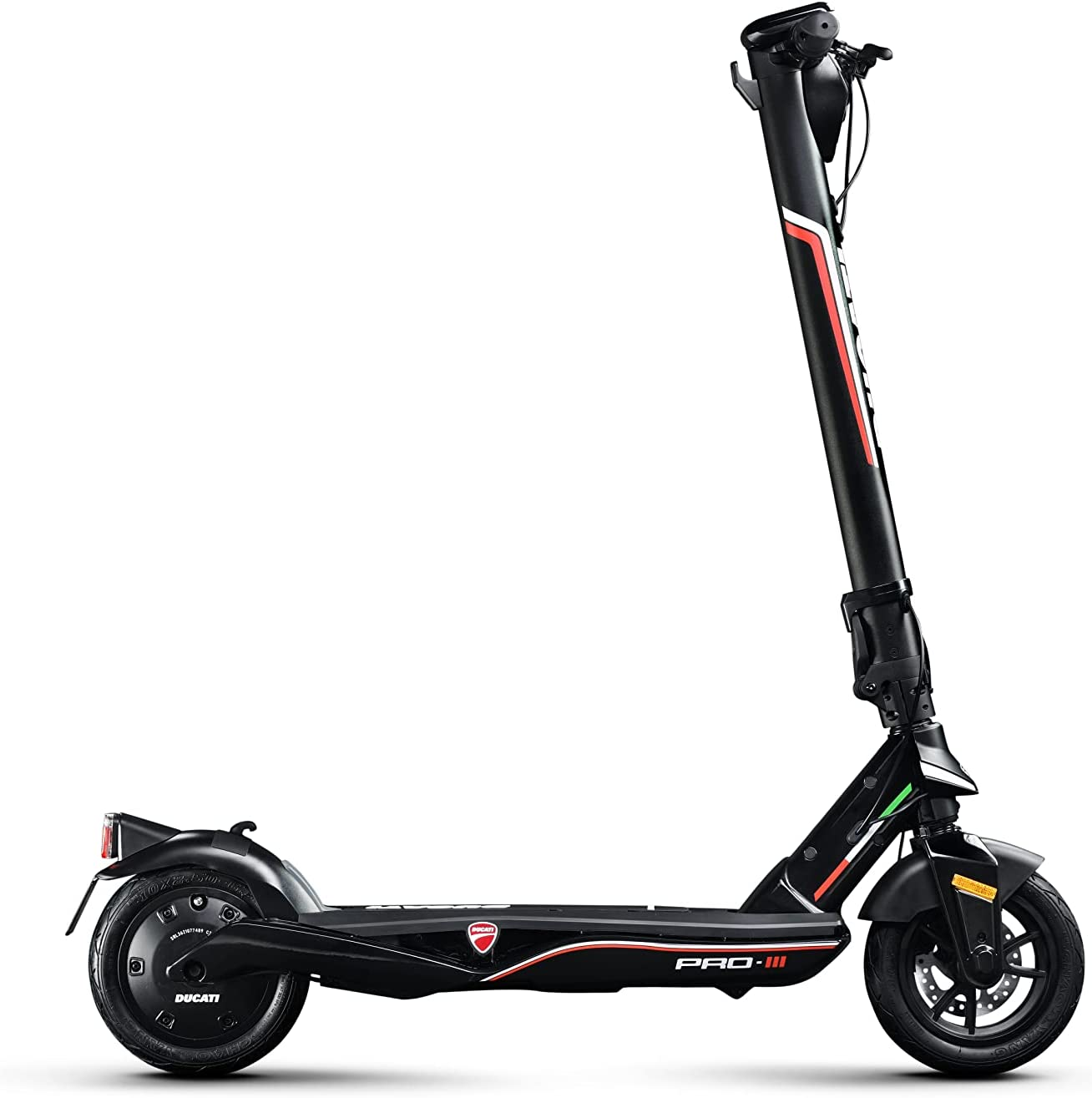 Ducati Pro-III, Monopattino Elettrico, con Frecce Direzionali Integrate Autonomia 50 km, Motore 350W, Batteria 468Wh, Freni a disco e Elettronico, App Integrata