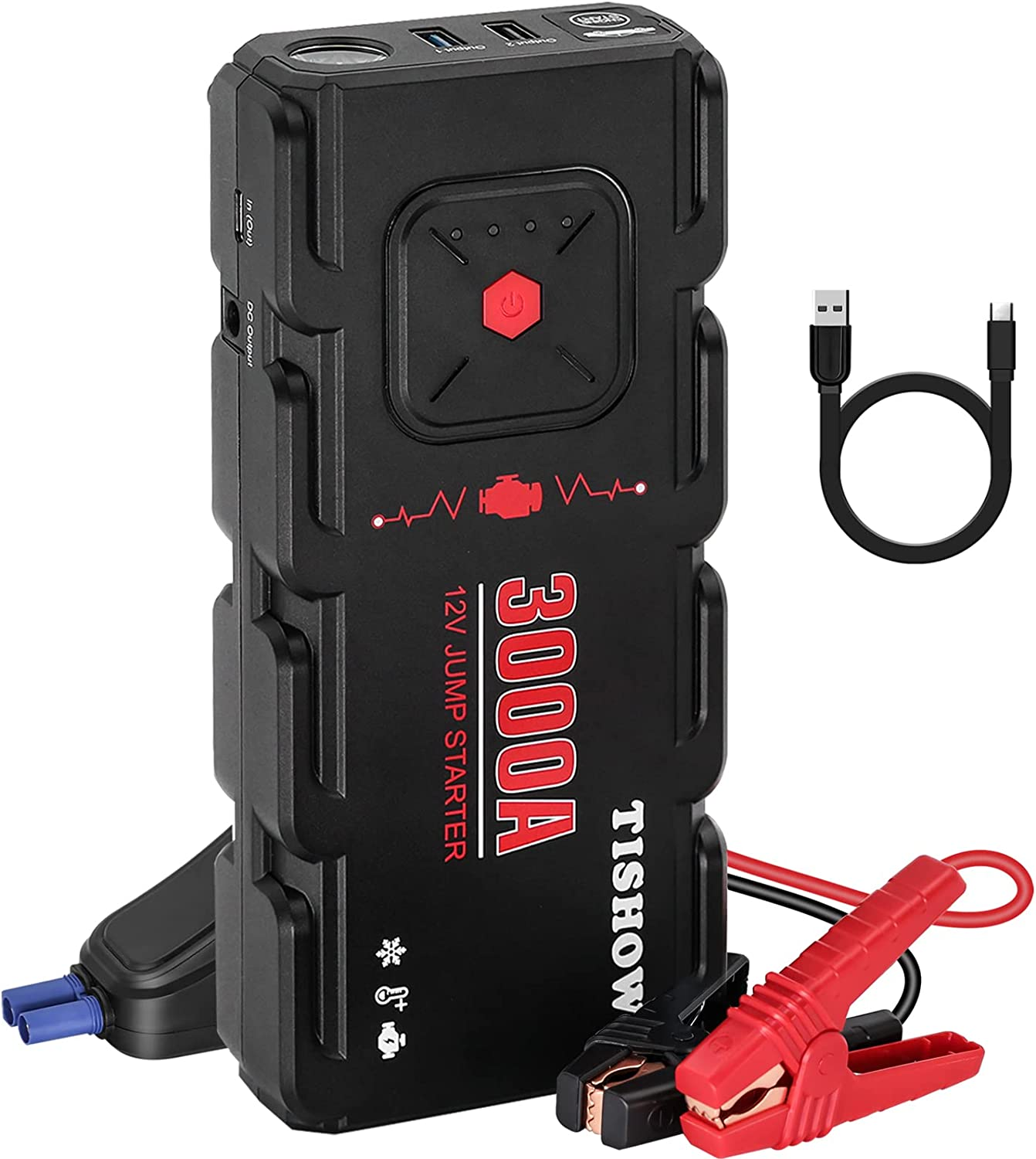 TISHOW Avviatore Emergenza per Auto, Avviatore Batteria Auto 3000A 23800mAh