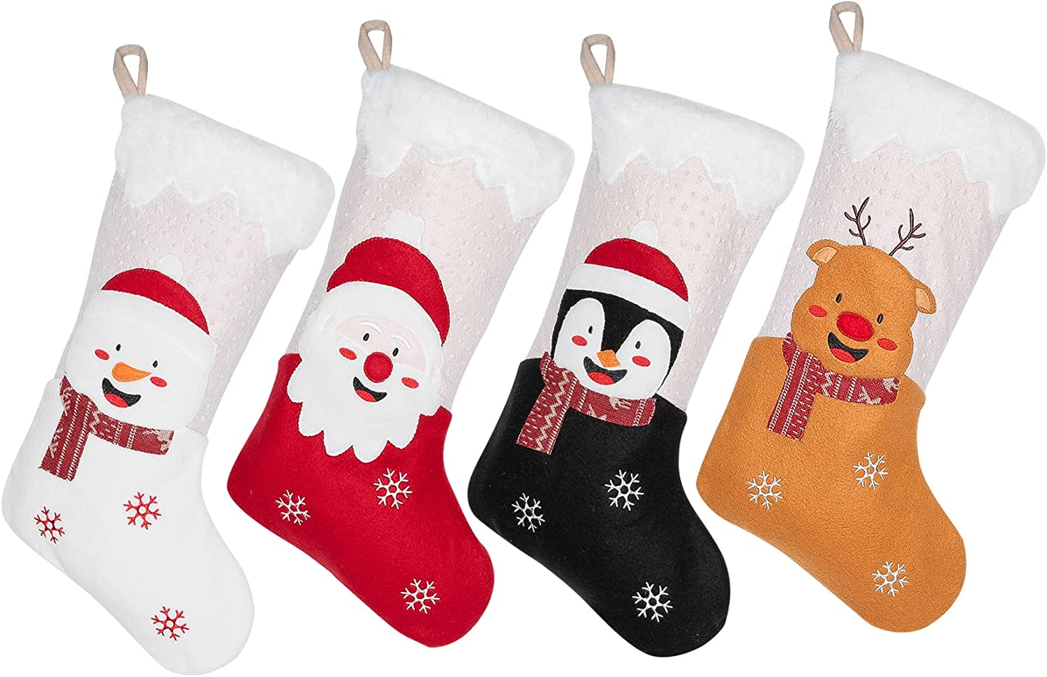 ABSOFINE Calze di Natale grandi 45,7 cm, decorazioni fatte a mano set di 4