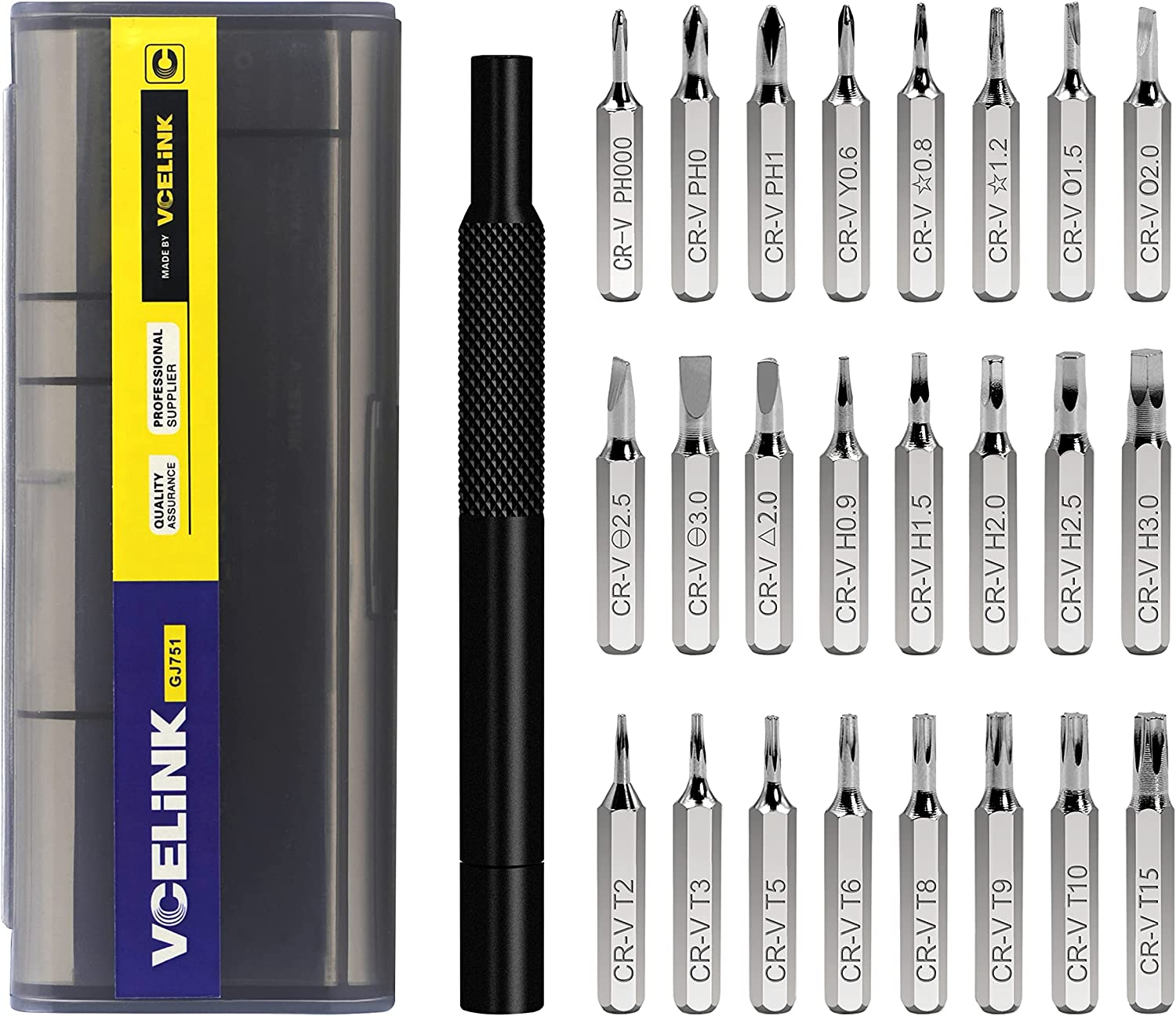 Set di punte per cacciave di precisione K di strumenti di riparazione 25 in 1 Punta per cacciave magnetico a stella Piccolo mini per telefono cellulare Mobil PC