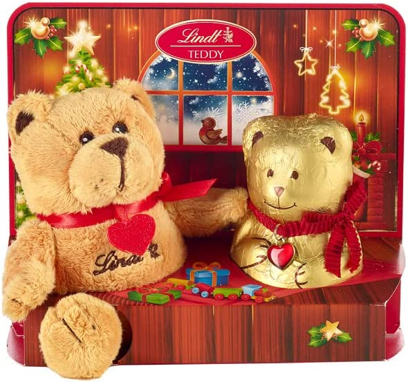 Lindt Peluche Natale Orsetto e Orsetto Di Cioccolato al Latte, formato 100g