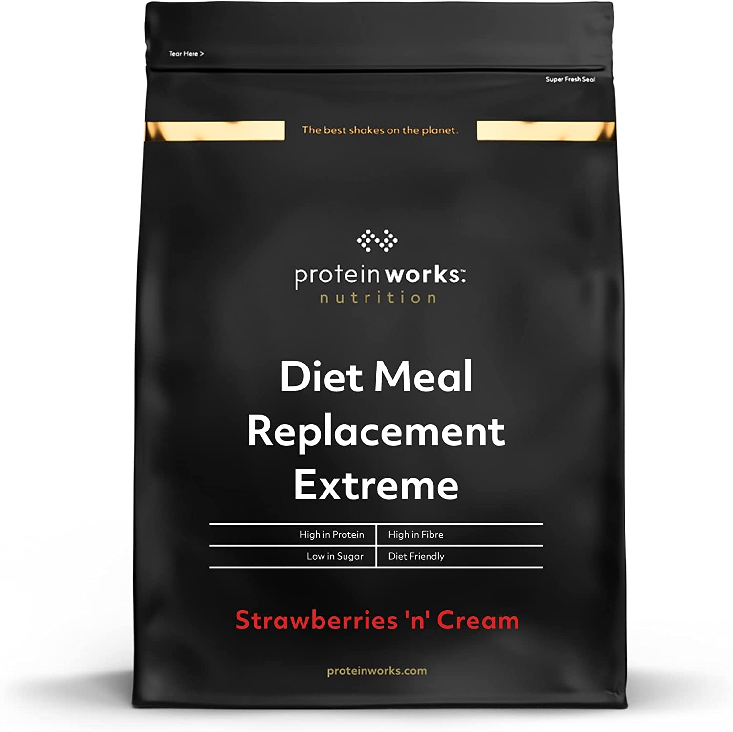 Sostituto Del Pasto Dietetico Extreme | Denso di Nutrienti: Con Vitamine Che Rinforzano | Sistema Immunitario | Economico | Pasto Dietetico Rapido | THE PROTEIN WORKS | Panna & Fragole | 1kg
