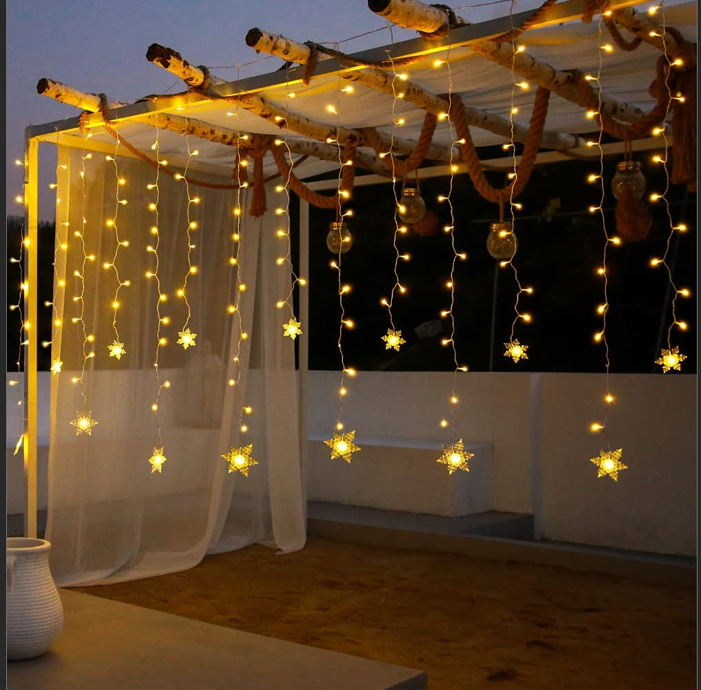 OxyLED Tenda di luce per interni – Luci per corde 3 * 3M Luci per corde sospese 212 LED 8 modalità Luci per corde Tenda per giardino interno della camera da letto