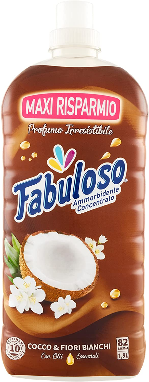 Fabuloso Ammorbidente Concentrato, Morbidezza Straordinaria, Cocco e Fiori Bianchi, 1,900 Lt