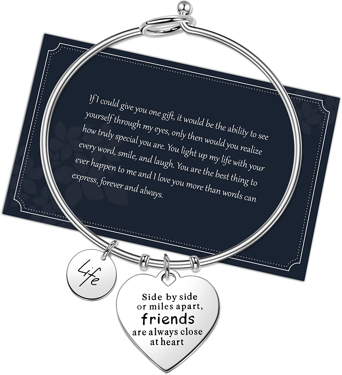 Regali di Amicizia Bracciale Donna Braccialetto Amici, Bracciale Donna in Acciaio Ciondolo Amicizia Regali Donna Idee Regalo Donna per Amici Regali Natale Donna per Amici