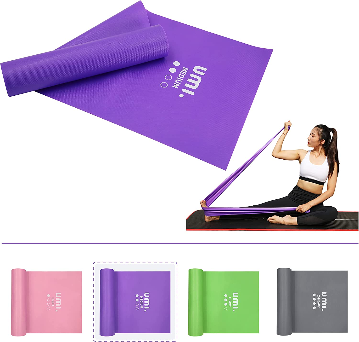Amazon Brand – Umi Elastici Fitness Bande di Resistenza 1.5m/2m Fasce Elastiche per Palestra Allenamento Pilates Yoga