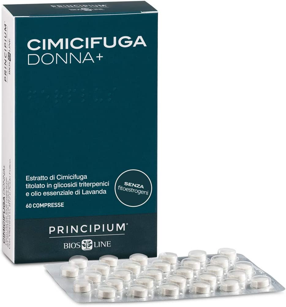 BIOS LINE Principium Cimicifuga Donna+, Integratore donna per contrastare i sintomi della menopausa, Integratore menopausa ad attività non estrogenica, Integratore rilassante, 60 compresse