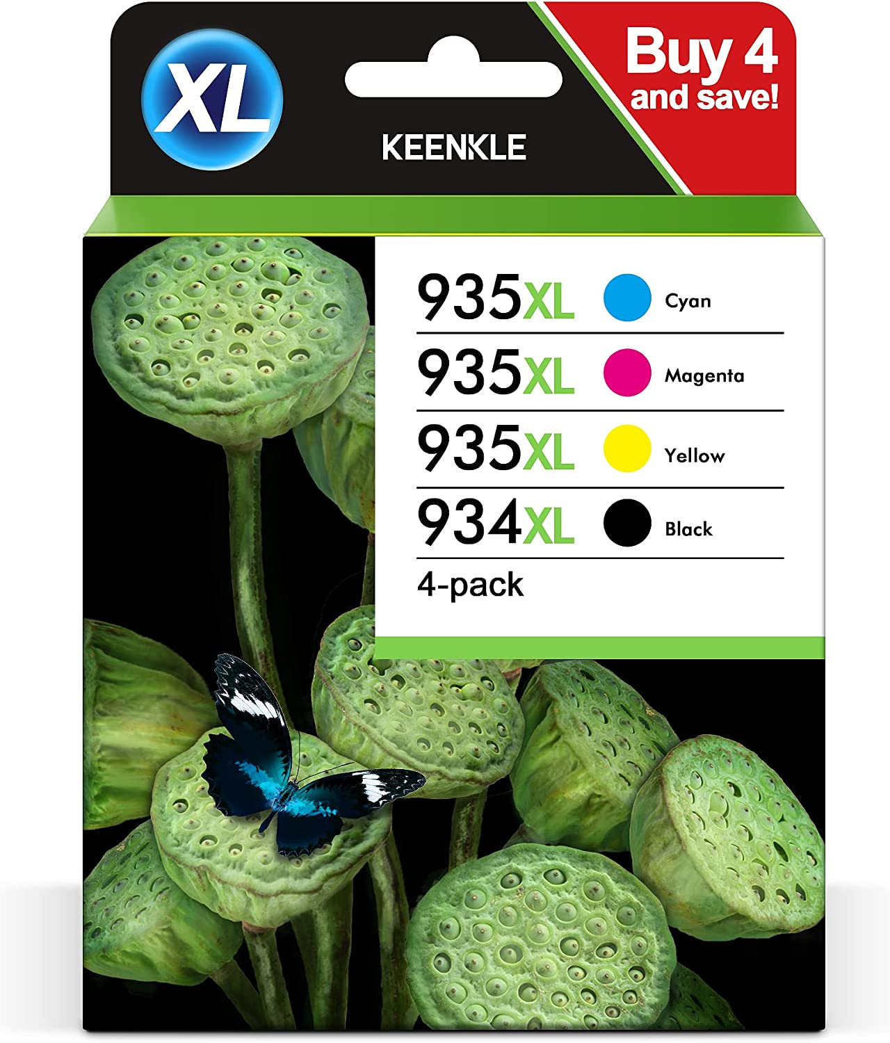 934XL 935XL Cartucce d’inchiostro Compatibili per HP 934 XL 935 XL 934XL 935XL per Cartucce HP OfficeJet Pro 6230 6830 6835 OfficeJet 6220 6812 6815 6820 (Nero Ciano Magenta Giallo, 4-Pack)