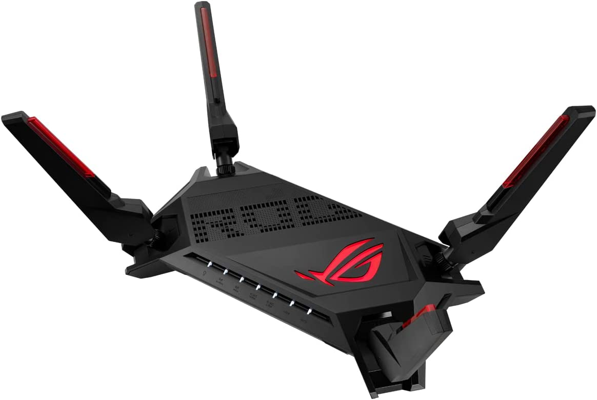 ASUS ROG Rapture GT-AX6000 Dual Band WiFi 6 Router Gaming, Due Porte Ethernet 2.5G, VPN Fusion, Game Boost, Sicurezza di Rete Per Tutti I Tuoi Dispositivi, WPA3, AiMesh, AiRadar, Open NAT, Nero