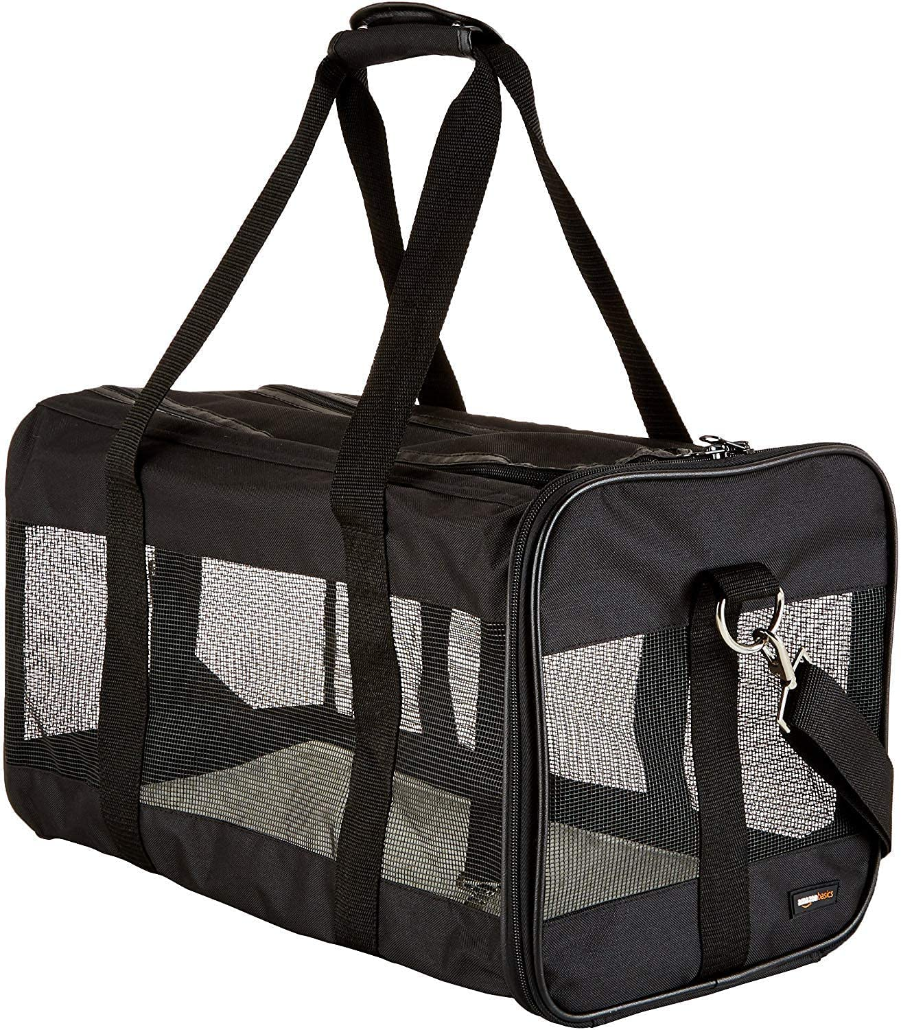 Amazon Basics – Trasportino Morbido per Cani e Gatti – Grande (50 x 25.9 x 28.4 cm), Nero