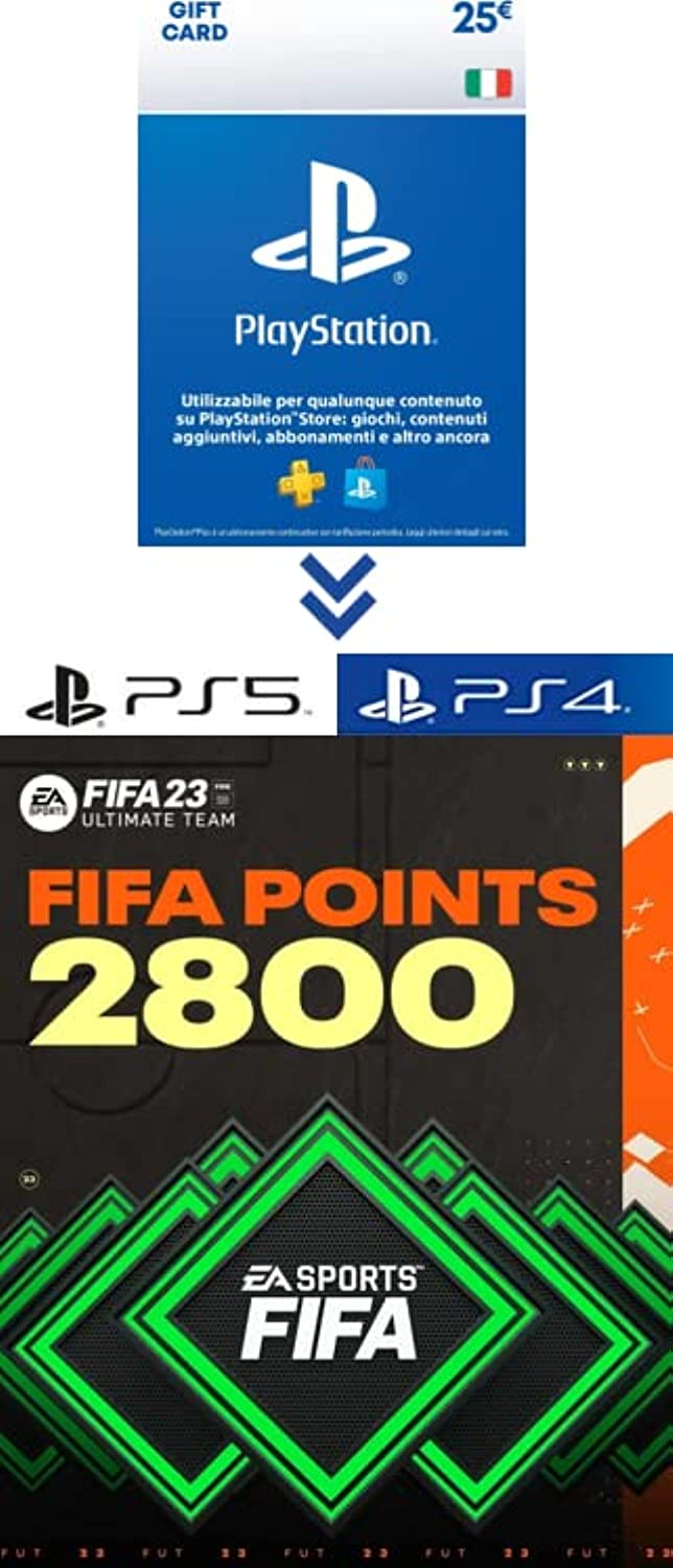PlayStation Store Gift Card per FIFA 23 Ultimate Team – Credito PS Store 25€ – Codice download per PS4/PS5- Account italiano