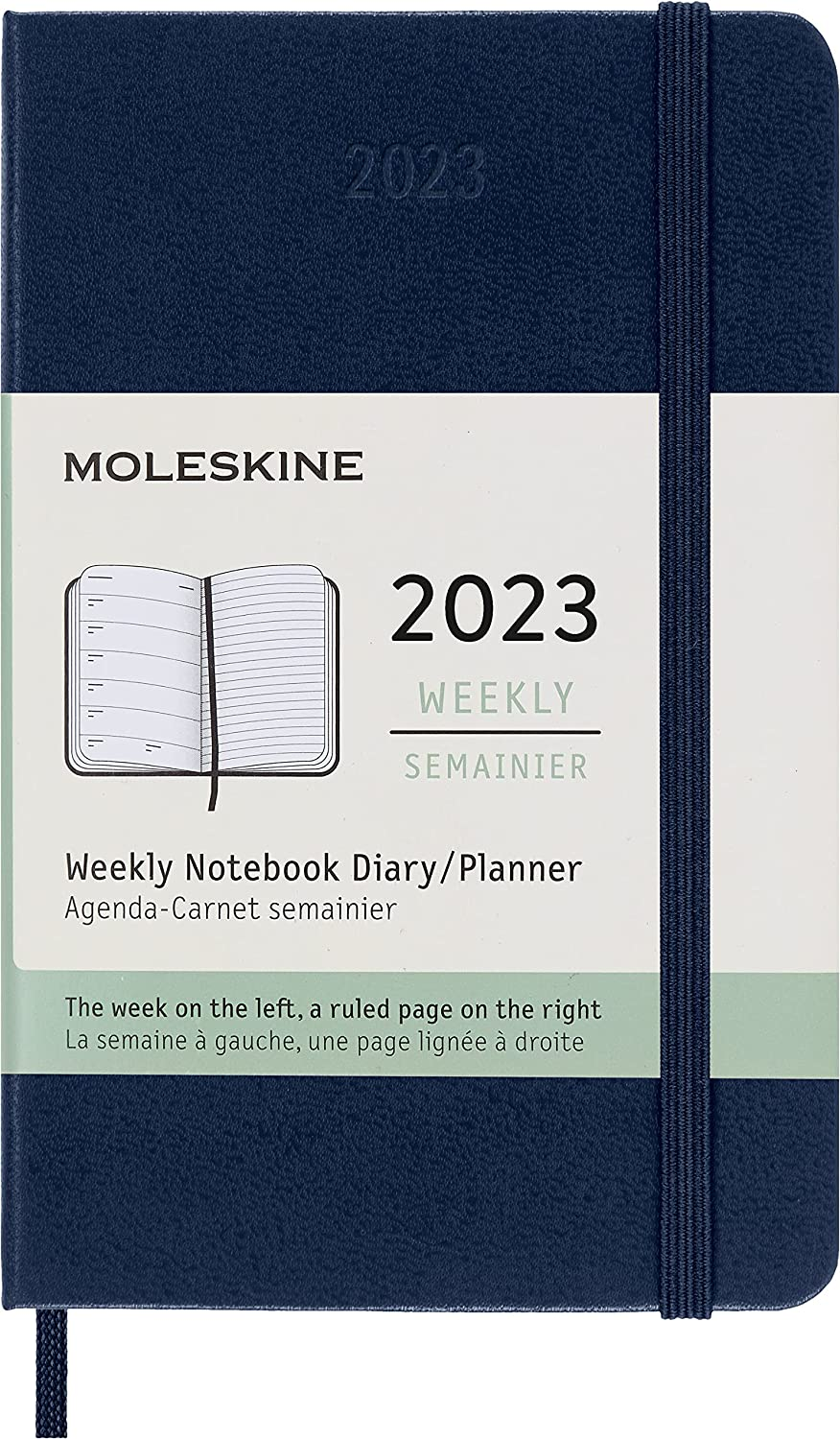 Moleskine Agenda Settimanale 2023, Agenda 12-Mesi, Agenda Settimanale, Copertina Rigida, Formato Tascabile 9 x 14 cm, Colore Blu Zaffiro
