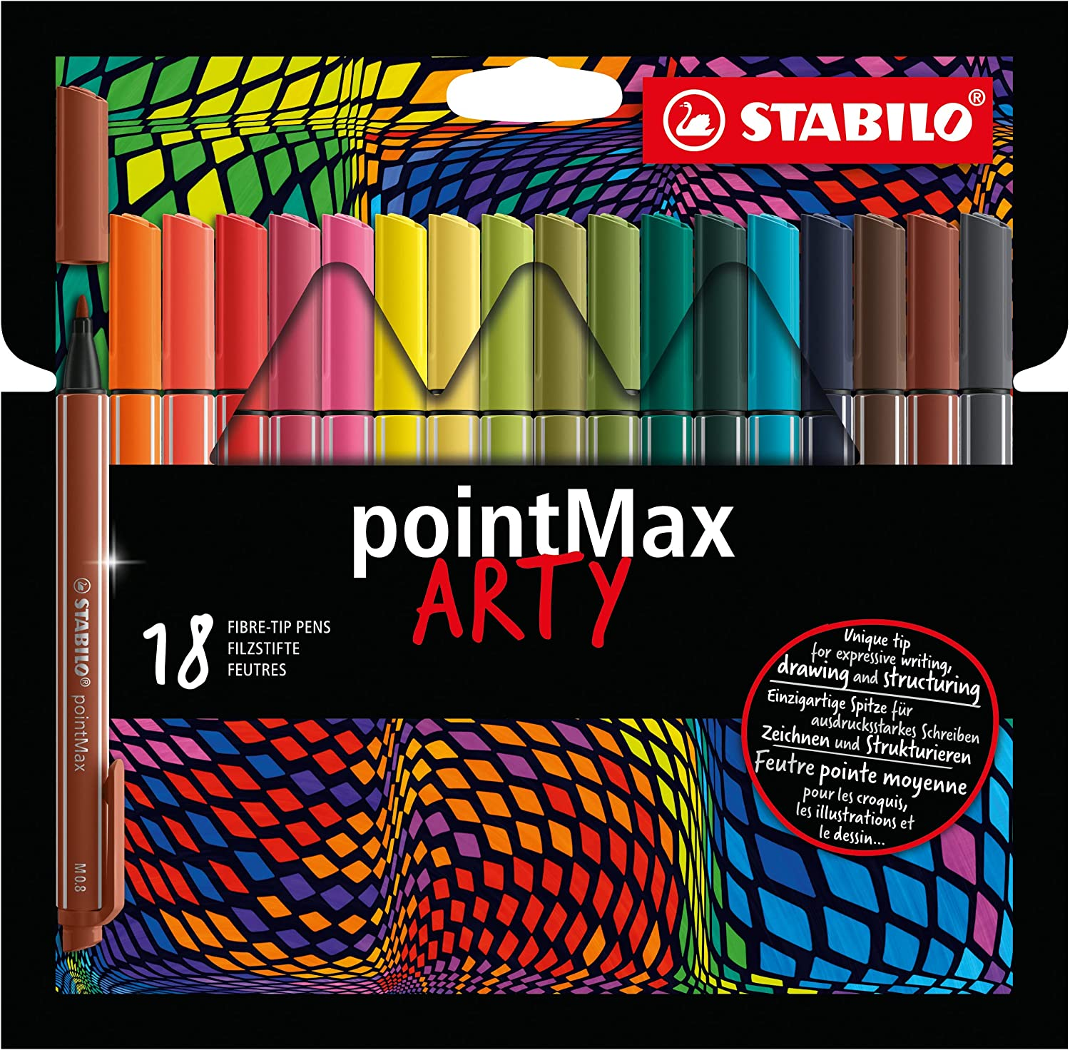 Fineliner Premium – STABILO pointMax – ARTY – Astuccio da 18 – Colori assortiti