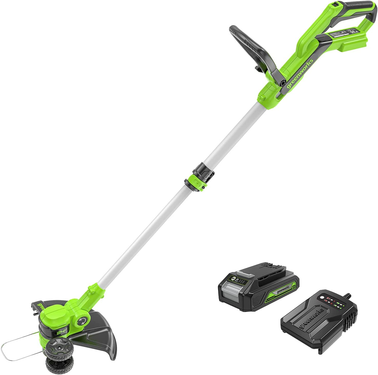 Greenworks G24LT30K2 Tagliabordi a Batteria per Giardini Piccoli e Medi, Ampiezza di Taglio 30cm, Filo di Nylon da 1,65mm con Autofeed, Batteria 24V 2Ah e Caricabatterie, Garanzia 3 Anni