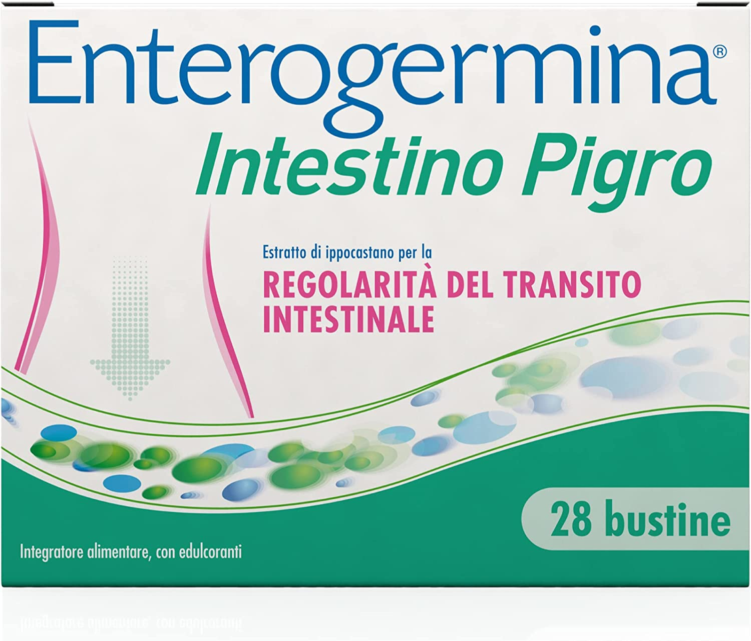Enterogermina Intestino Pigro, Fermenti Lattici, Probiotici, Integratore Regolarità Intestinale, con Psillio, Ibisco, Ippocastano, Opuntia, 28 Bustine