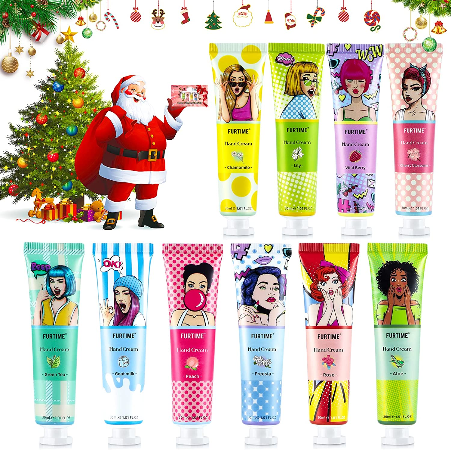 FURTIME Crema Mani Set, 10Pezzi Crema per le, Mani Mini Creme Mani