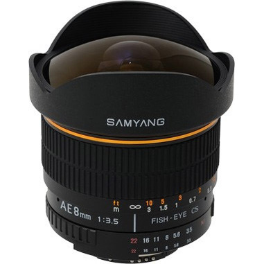 Samyang 8mm f/3.5 Asph IF MC Fisheye CS NIKON AE SLR Obiettivo fish-eye ampio Nero