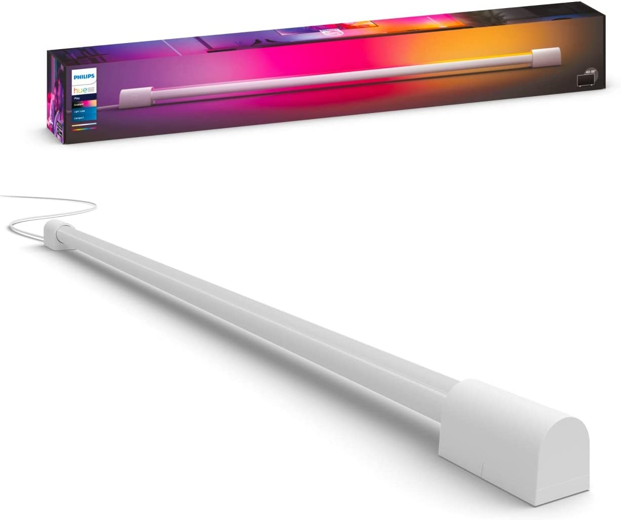 Philips Hue Play Gradient Light Tube, Tubo Luminoso LED Smart, per Tv da 40″- 55″, Funzione Sync, Bianco