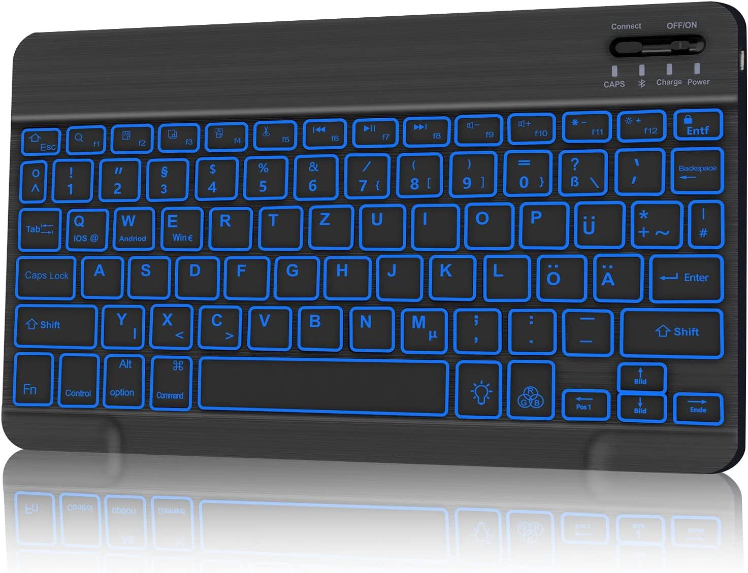 KVAGO Custodia con Tastiera Italiano per iPad Air 5 Cover con Tastiera Bluetooth Retroilluminata a 7 Colori,Nero