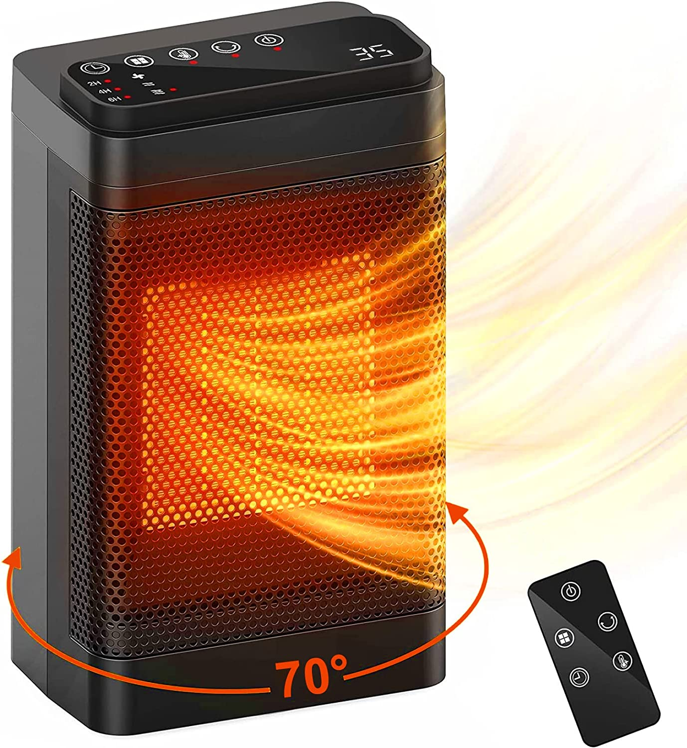 Termoventilatore 1500 W, telecomando e touch LED, oscillazione a 90°, 24 timer, 3 modalità