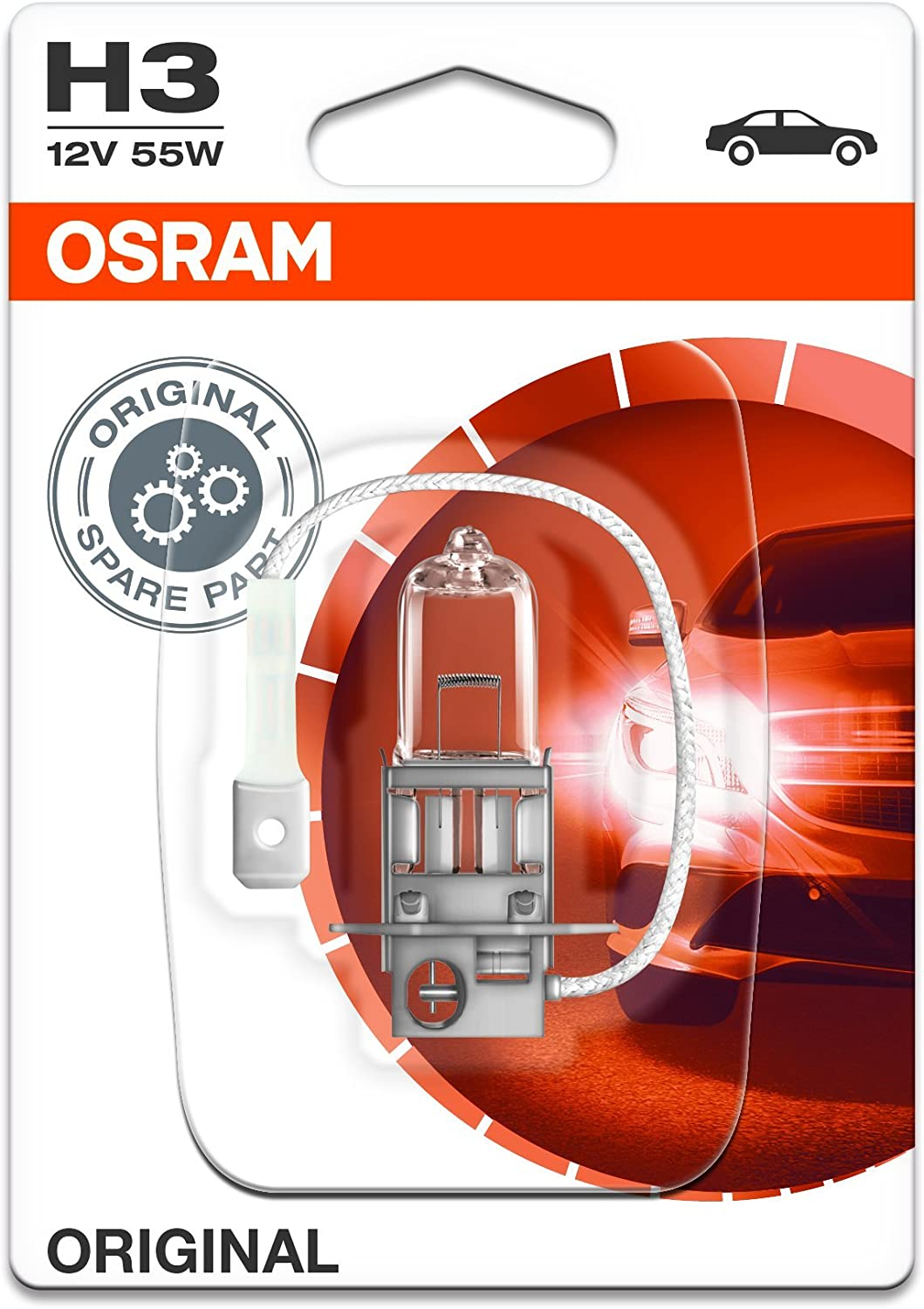 OSRAM Original 12V H3 Lampada alogena per proiettori 64151-01B – in Blister singolo