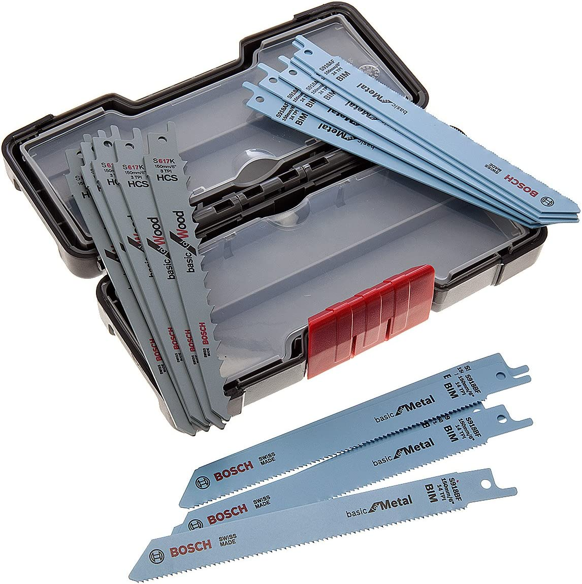Bosch Professional Set da 15 Pezzi di lame per seghe universali Wood and Metal, per legno e metallo, Toughbox, accessorio per sega universale