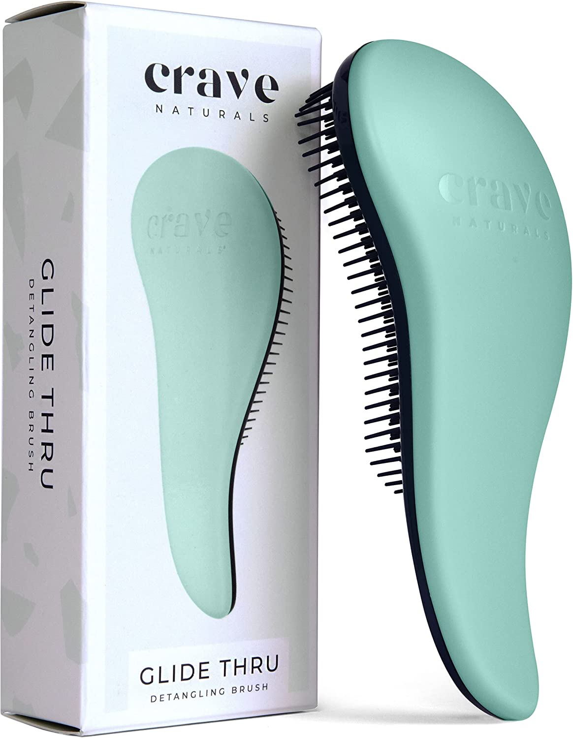 Crave Naturals Glide Thru Spazzola Districante per Bambini e Adulti.Spazzola per capelli Naturali,Ricci,Lisci,Bagnati o Asciutti.La perfetta spazzola districante e lisciante per capelli -Turquoise