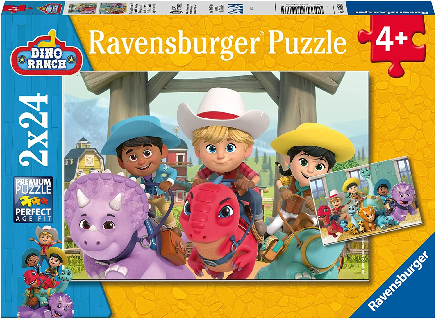 Ravensburger – Puzzle Dino Ranch, Collezione 2×24, 2 Puzzle da 24 Pezzi