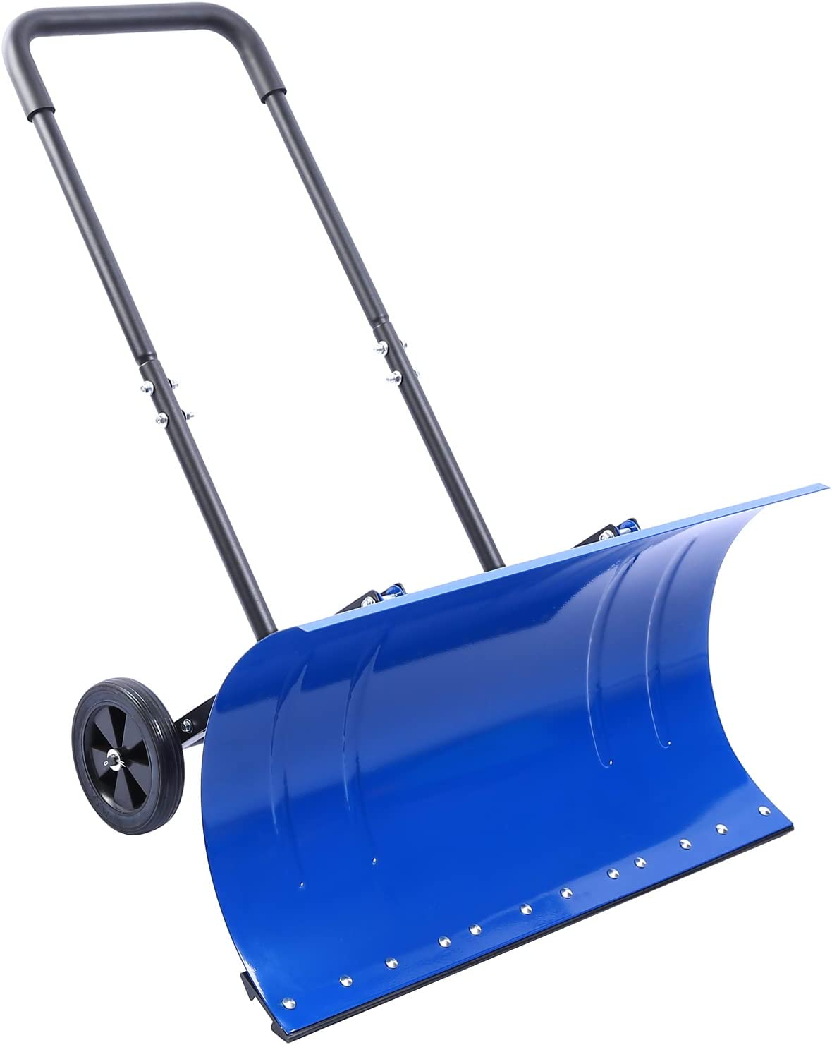Pala da neve con ruote per il vialetto, Pala in metallo pesante Spazzaneve a rotelle con grande aratro a lama Ohuhu