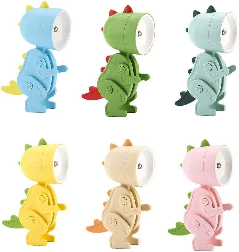Mini Luce Notturna Cane, Lampada Notturna Carina Cartoon DIY, Lampada da Scrivania Portatile LED (Dinosaurio 6PACK)