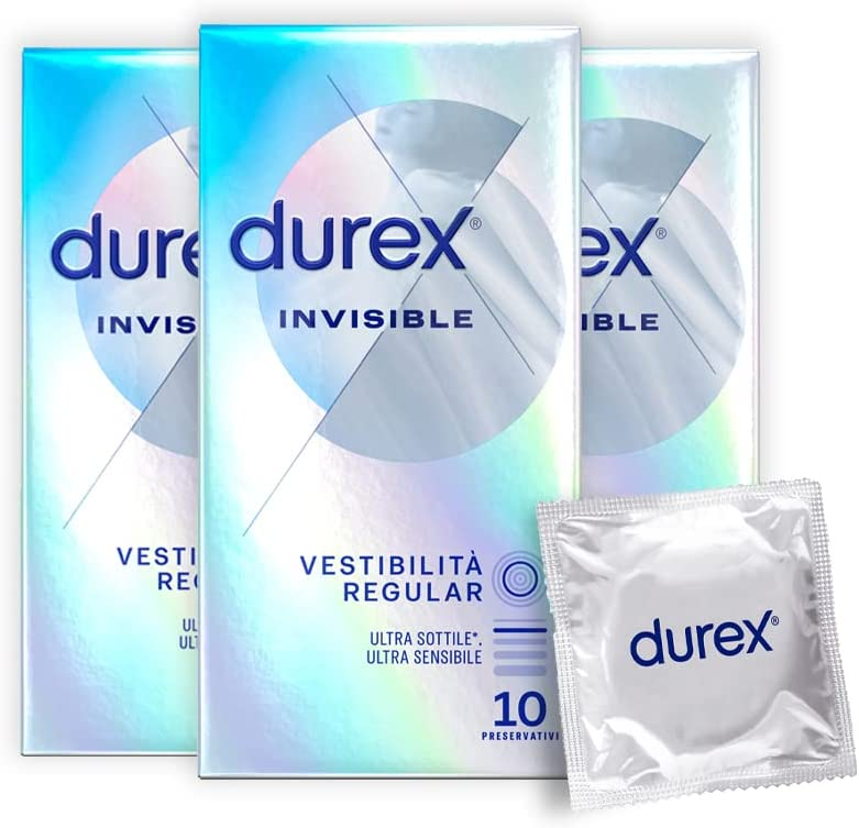 Durex Invisible Preservativi Sottili ad Ottima Sensibilità, 30 Profilattici