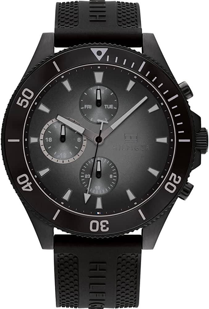 Tommy Hilfiger Orologio Analogico Multifunzione al Quarzo da Uomo con Cinturino in Silicone Nero – 1791921