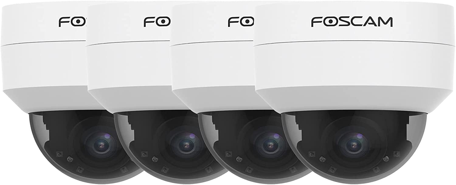 FOSCAM Set di 4 D4Z – Telecamera IP Wi-FI da esterno motorizzata 4 MP – Zoom ottico x4 – Rilevamento del movimento intelligente bianco