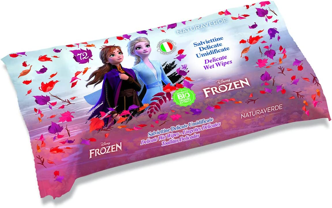 Naturaverde | Kids – Disney Frozen – Salviette Umidificate Bambini, Water Wipes per l’Igiene della Pelle del Bambino, con Glicerina BIO, Confezione da 72pz