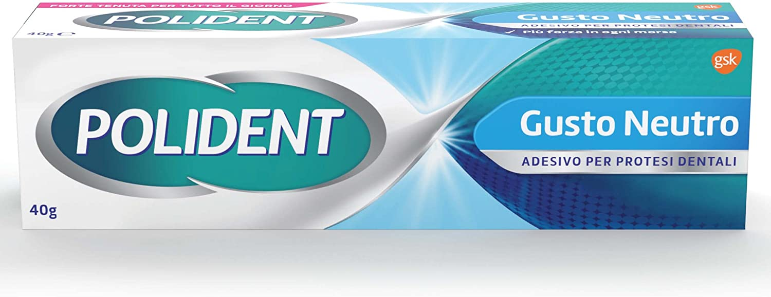 Polident Gusto Neutro, Adesivo per Protesi Dentale, Tenuta Giornaliera, senza Coloranti, Conservanti e Aromi Artificiali, 40 g