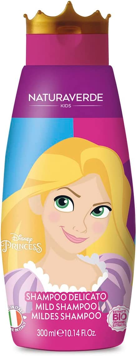 Naturaverde | Kids – Disney Princess – Shampoo per Bambini Rapunzel, Sapone per Capelli, Prodotti per Igiene Bambini, con Estratto di Miele BIO, 300ml